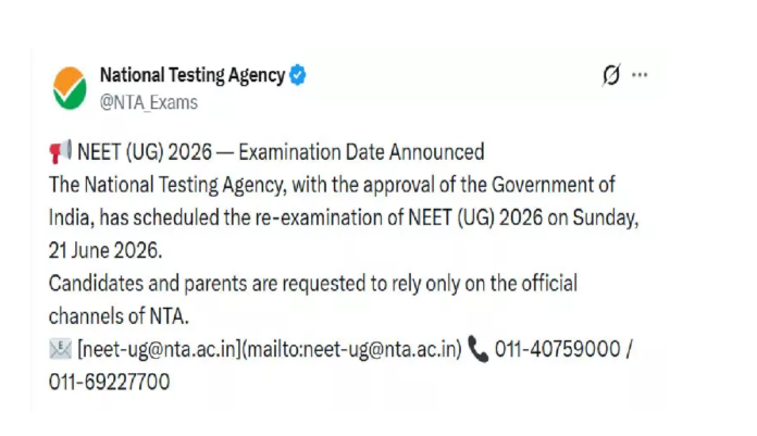 NEET UG 2026 Exam Date